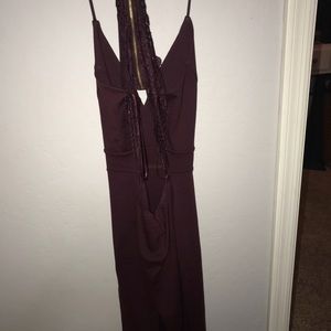 Dark purple/ maroon tight dress. Open back lace